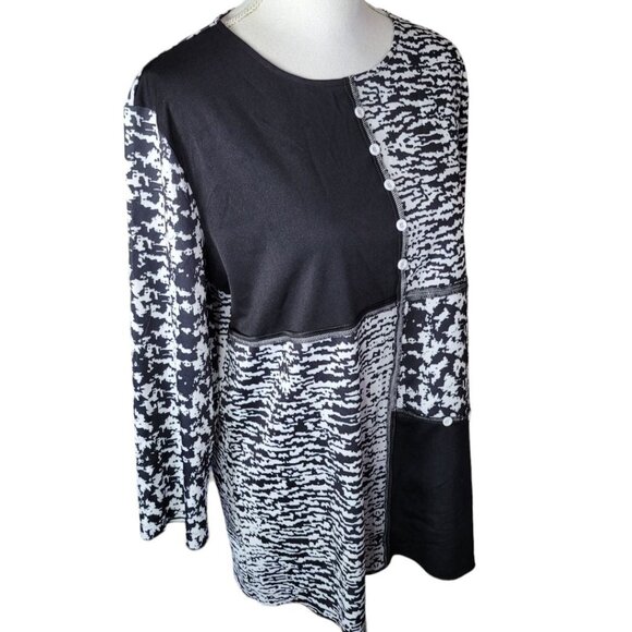 Square Pattern Blouse Patch Buttons Quilted Style Womens XL Unbranded Cotton Mix - Picture 13 of 13